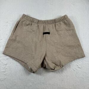 Fear Of God Essentials Shorts Mens Size M Beige Fleece Sweat Elastic Waist Logo